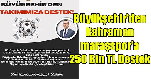 Başkan Güngör, Kahramanmaraşspor’a 250 Bin TL’lik Destek Sağladı 
