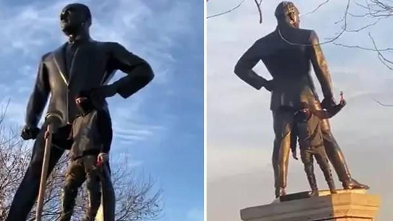 Fatih’te Atatürk Anıtı’na saldıran şüpheli yakalandı