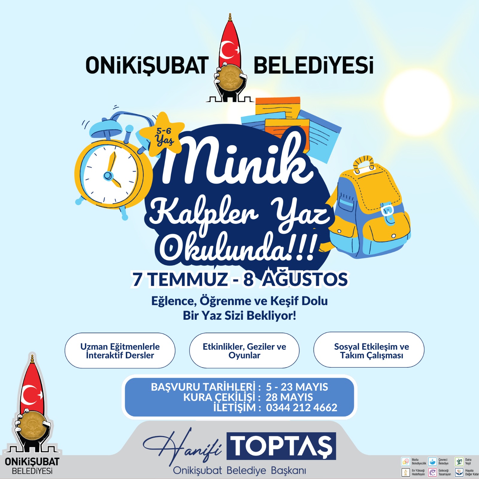 Onikişubat Belediyesi’nin ‘Minik Kalpler Yaz Okulu’na başvurular başlıyor