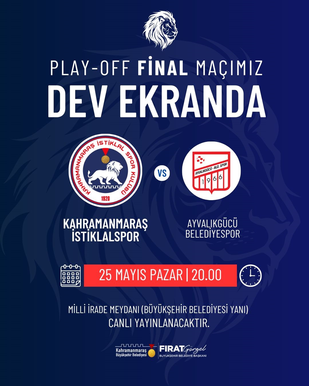 Büyükşehir, İstiklalspor’un Final Müsabakasını Dev Ekranda Sporseverlerle Buluşturacak