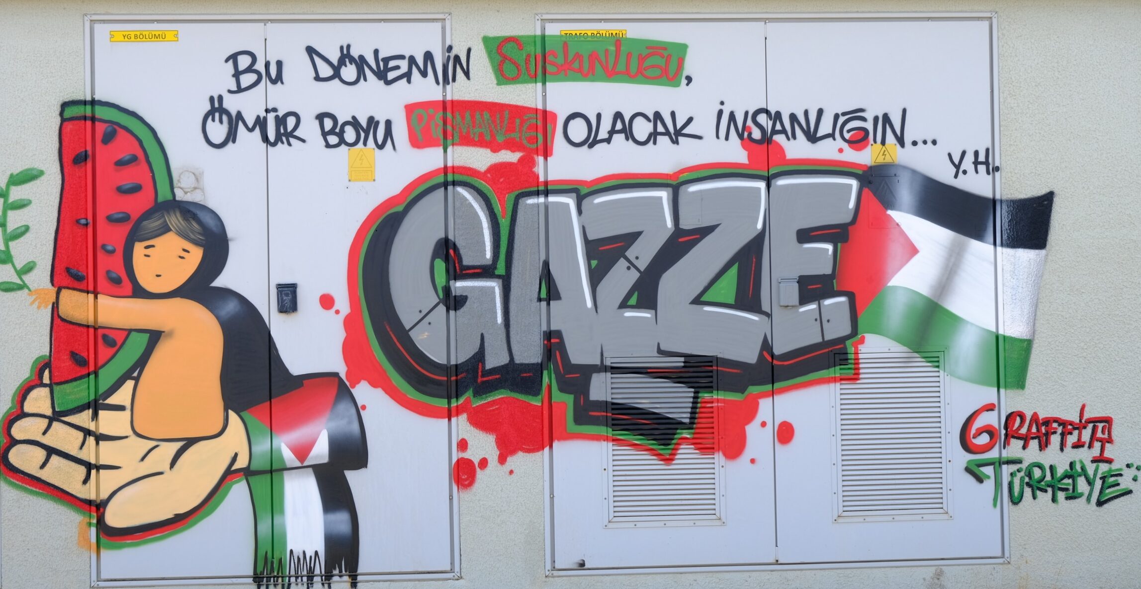 Onikişubat Belediyesi, Filistin temalı grafitilerle trafoları vicdan anıtına dönüştürdü