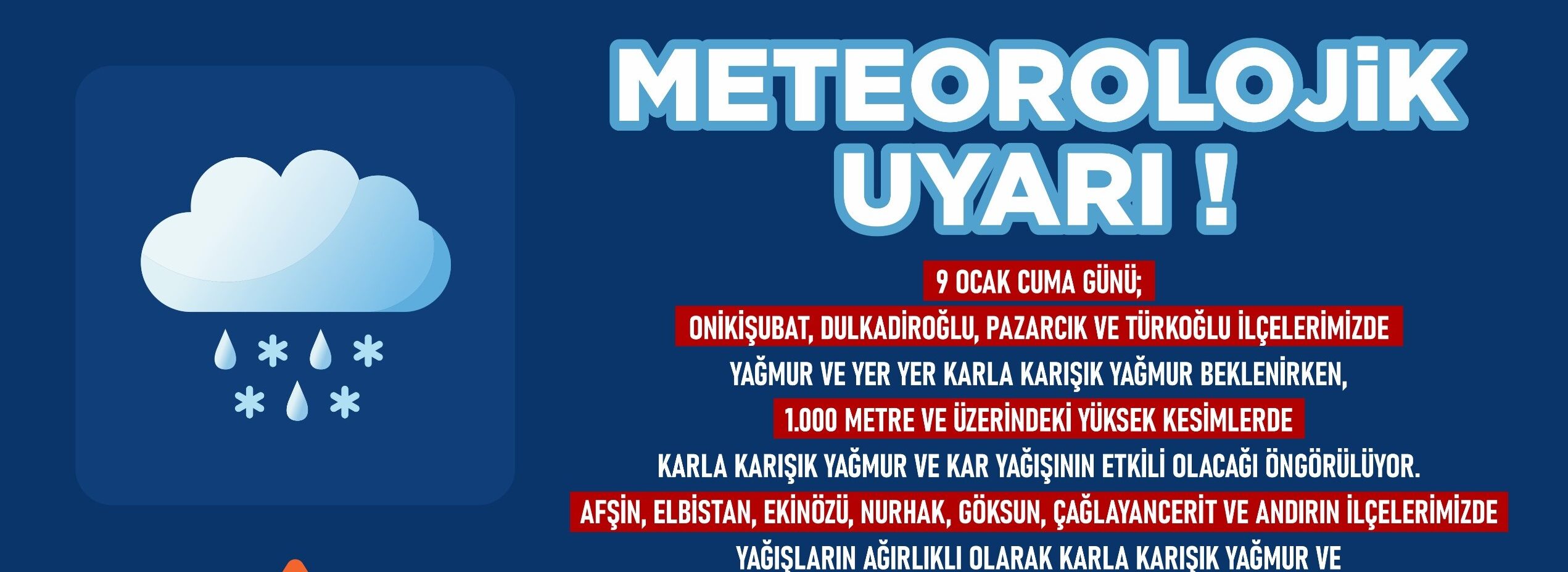 9 Ocak’ta Şehir Genelinde Yağışlı Hava Etkili Olacak!