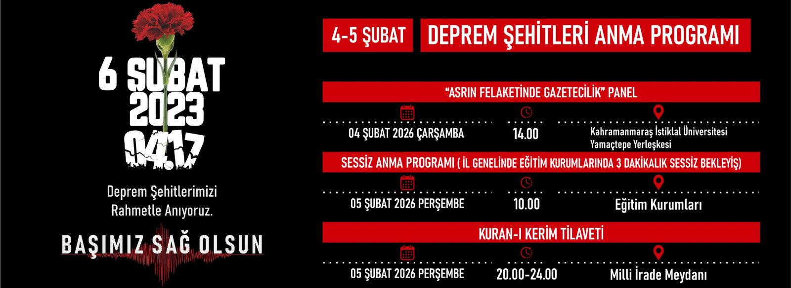 Asrın Felaketinin 3’üncü Yılında Deprem Şehitleri Çeşitli Programlarla Yad Edilecek