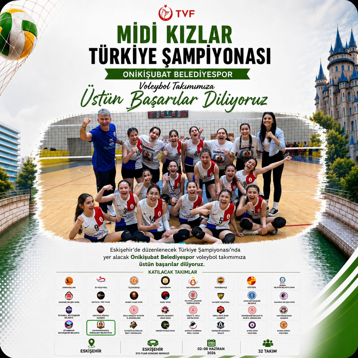 Onikişubat Belediyespor Midi Kız Voleybol Takımı Türkiye Şampiyonası Yolunda
