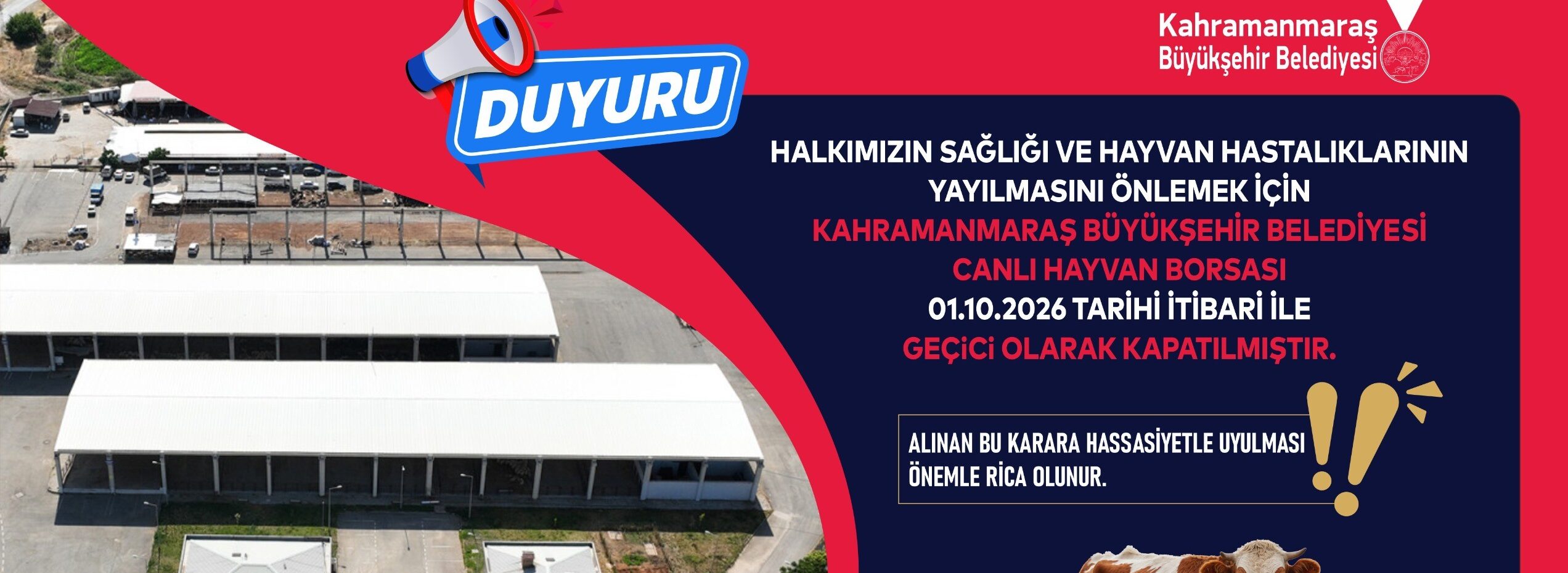 Canlı Hayvan Borsası Geçici Olarak Hizmete Kapatıldı